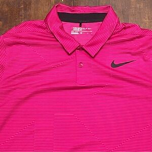 Nike Mens XL Golf Mobility Jacquard Striped Polo Pink 833105-607 Short Sleeve